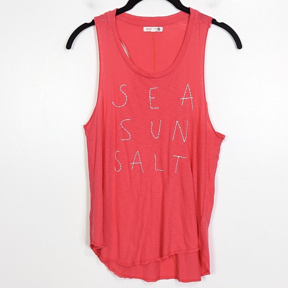 Sundry Sea Sun Salt Embroidered Coral Racerback Tank Size 0